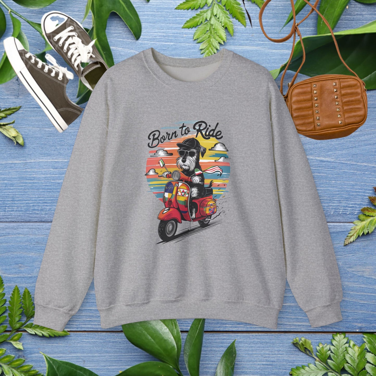 Sweatshirt Dog Born to Ride Unisex Heavy Blend Crewneck - furevermama