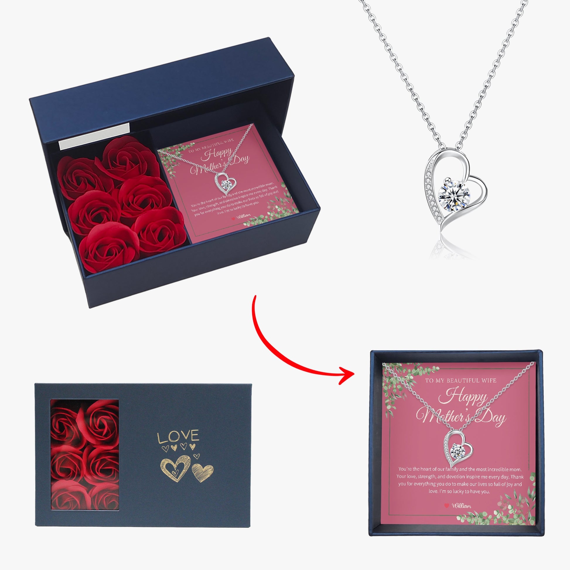 Zirconia Necklace with Gift Box - To My Beautiful Wife - furevermama