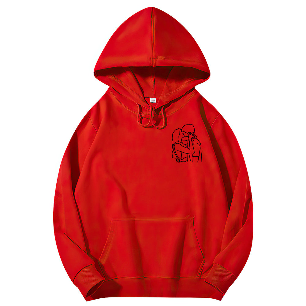 Custom Line Drawing Embroidered Hoodies - furevermama