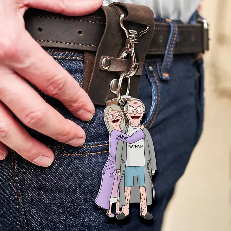 Personalized Funny Cartoon Couple Keychain - furevermama