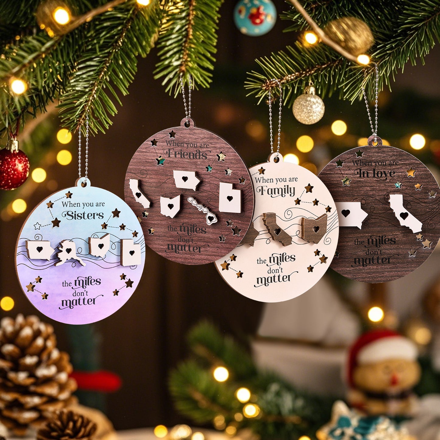 Family milestone ornament - 2 Layered Wooden Ornament - Christmas Gift For Family - furevermama