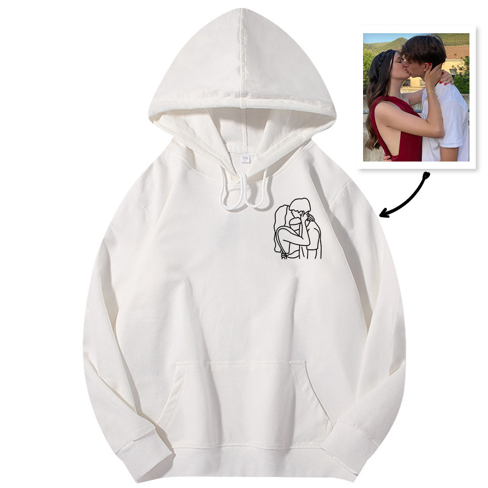 Custom Line Drawing Embroidered Hoodies - furevermama