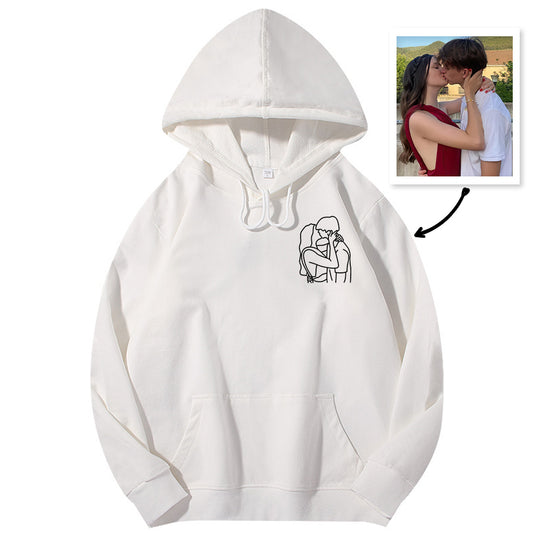 Custom Line Drawing Embroidered Hoodies - furevermama