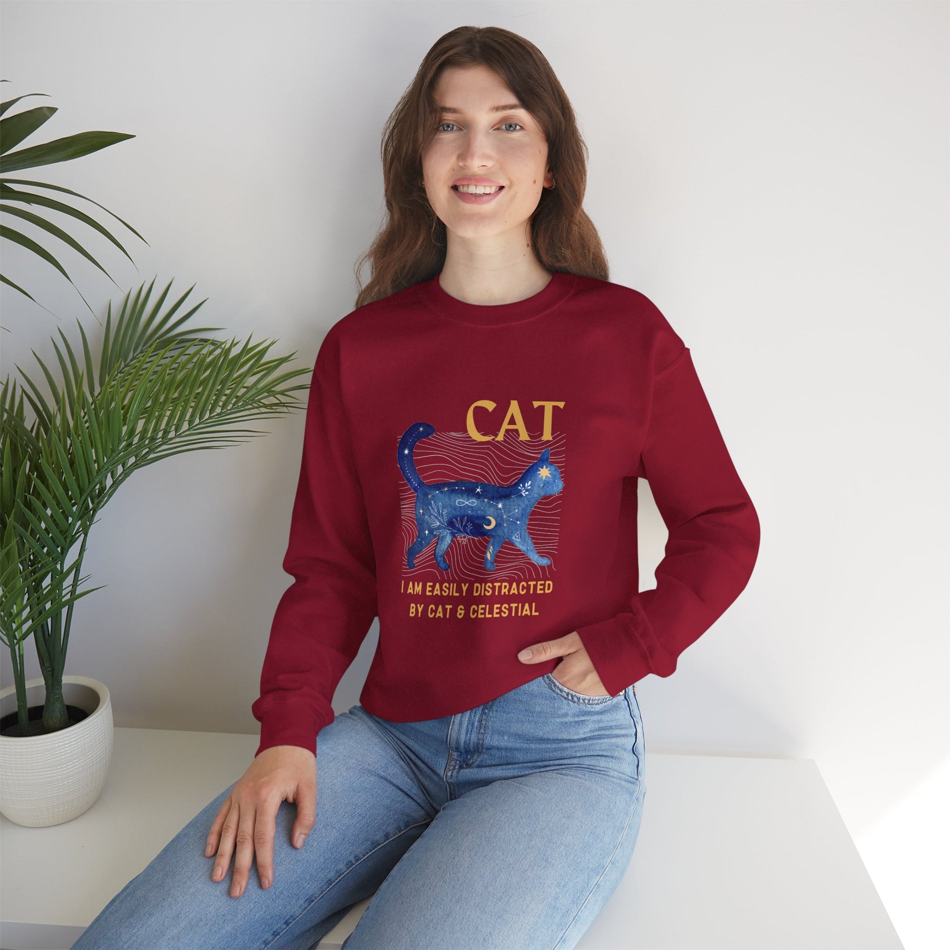 Cat and Celestial Crewneck Sweatshirt - furevermama