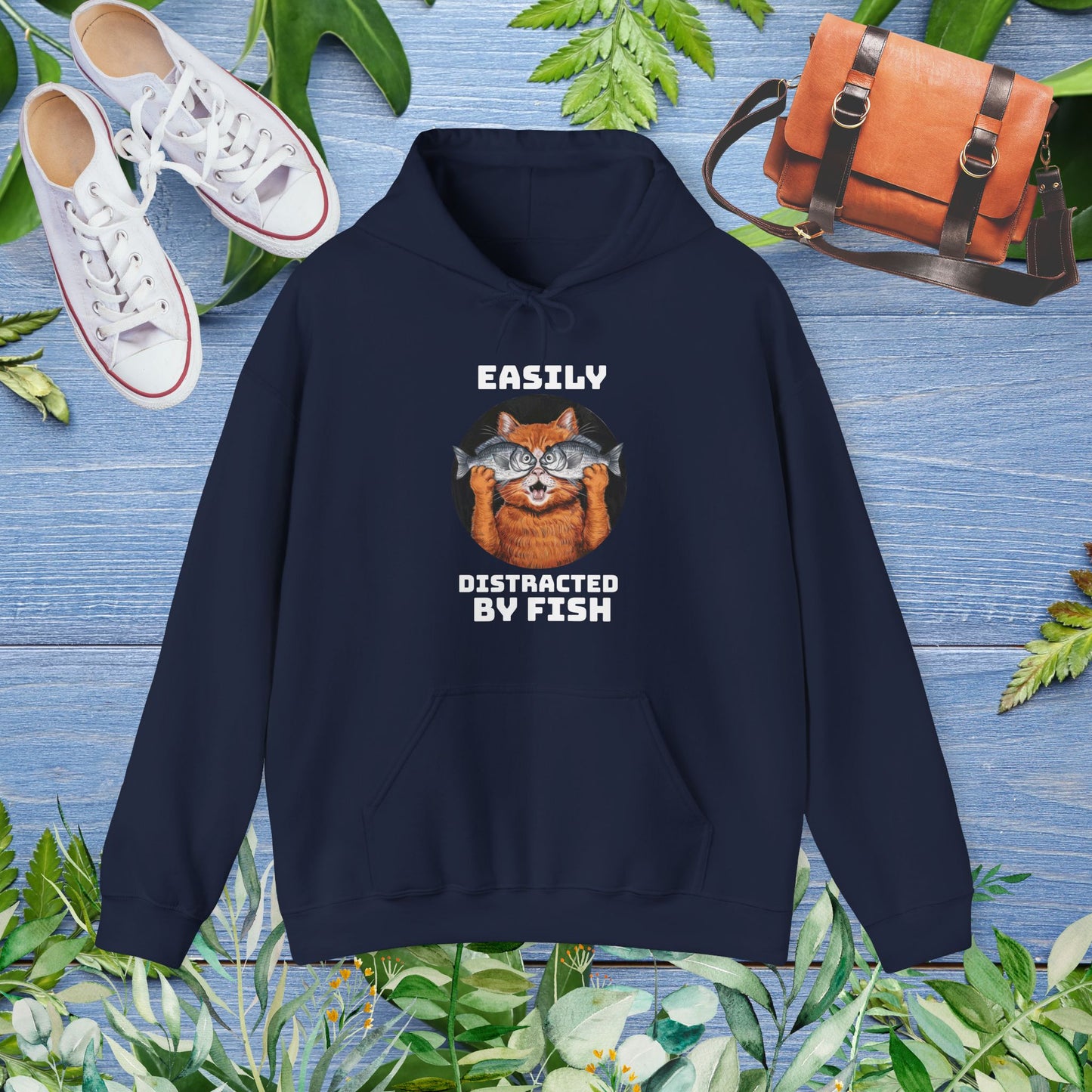 Easily Distracted by Fish, Cat Hoodie - furevermama