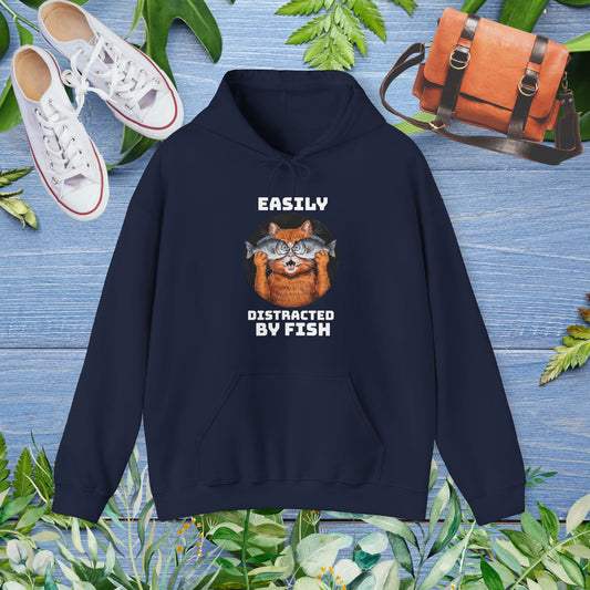 Easily Distracted by Fish, Cat Hoodie - furevermama
