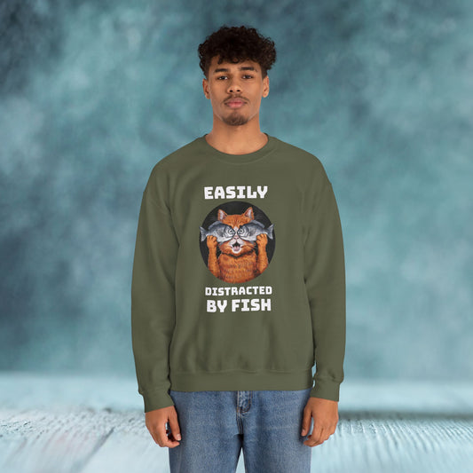 Easily Distracted by Fish, Cat Sweatshirt - furevermama