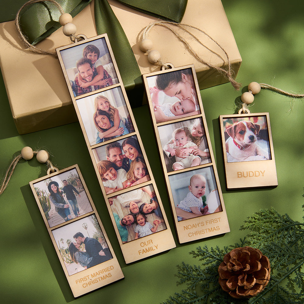 Personalized Photo Wooden Frame Ornament Perfect for Christmas Gifts
