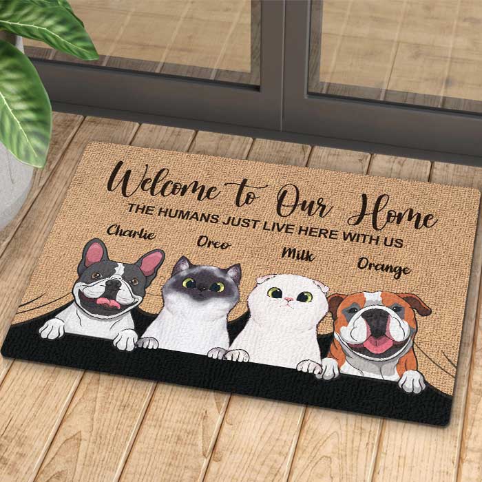Welcome To Our Home - Funny Personalized Dog/ Cat Clipart Decorative Doormat - furevermama