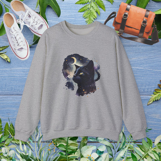 Moon Night Cat Crewneck Sweatshirt - furevermama