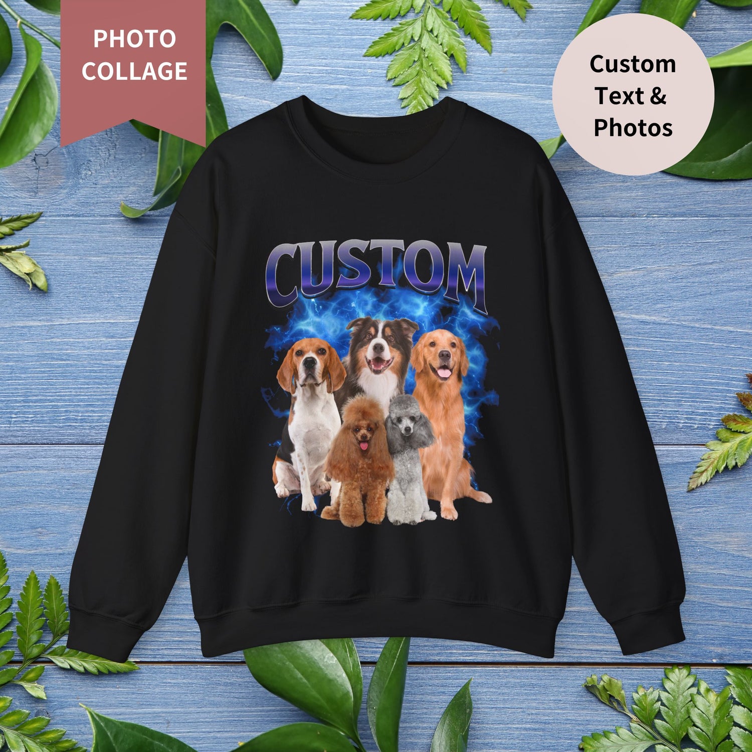 Custom Pet Photo Collage Vintage Unisex Sweatshirt - furevermama