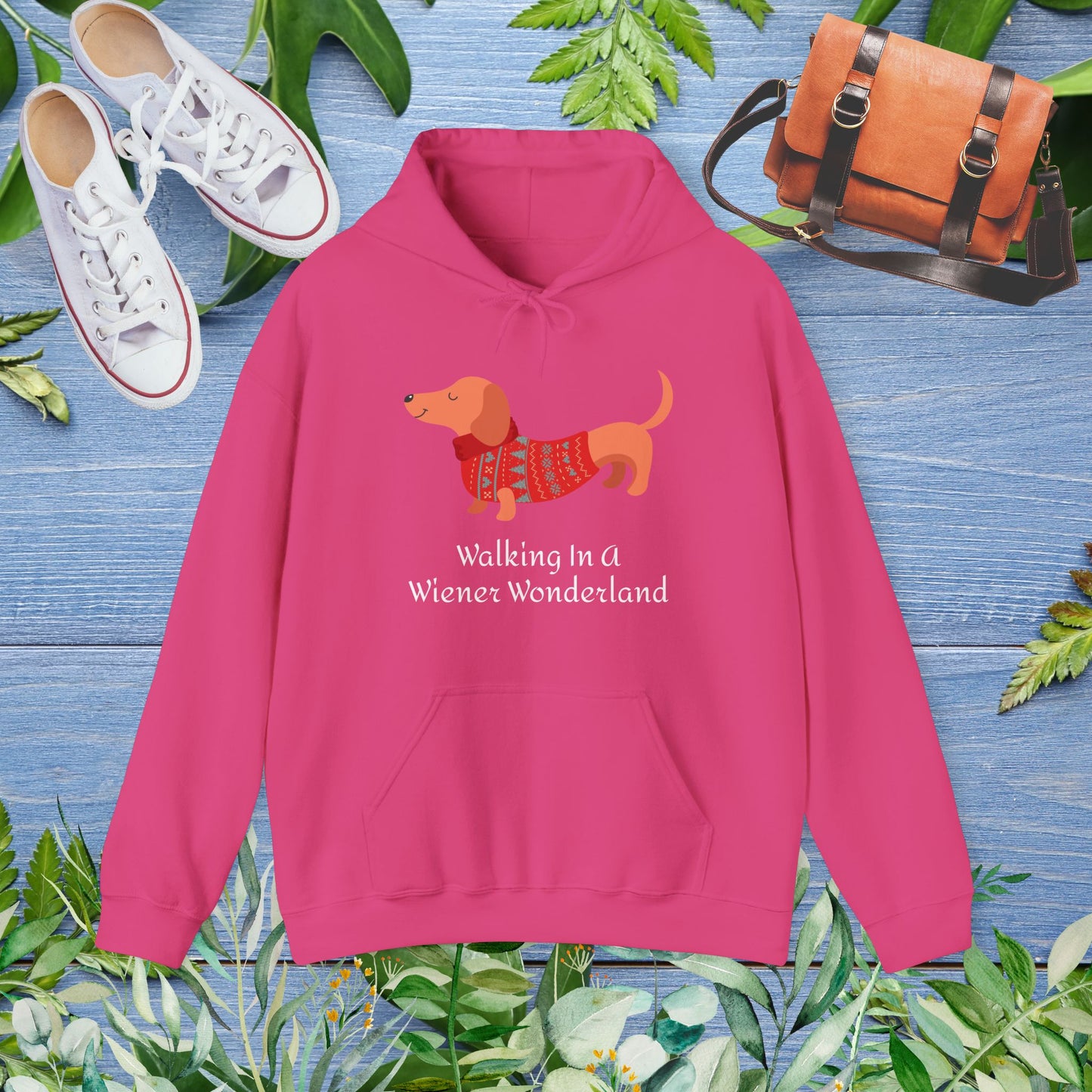 Dachshund Hoodie - Walking In A Wiener Wonderland - Unisex - furevermama