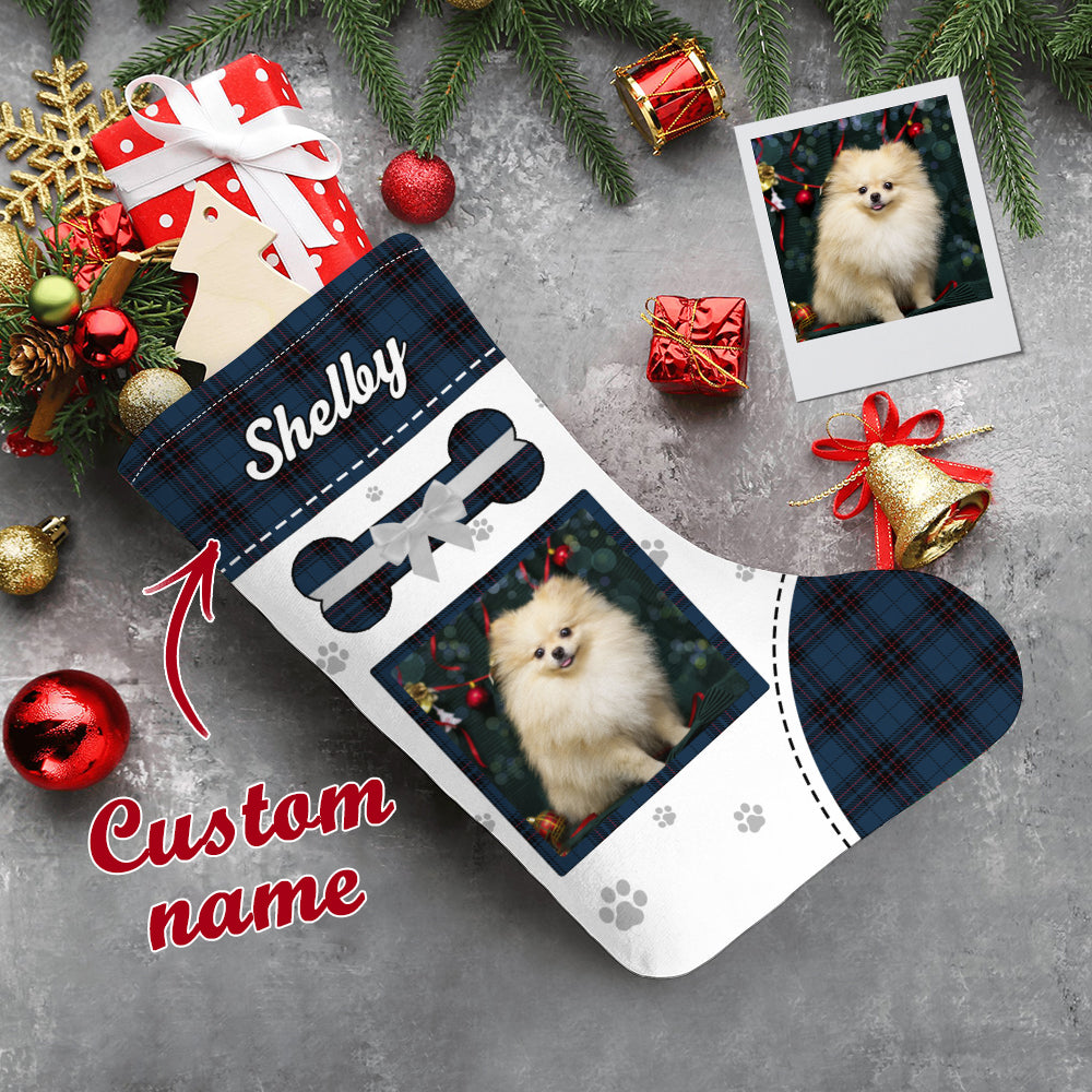 Personalized Christmas Stocking with Photo and Text Gift for Pets - furevermama