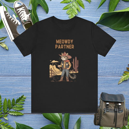 The Meowdy Partner - Cowboy Cat Image T-Shirt - furevermama