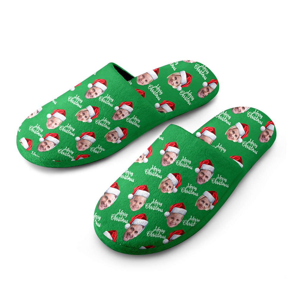 Personalized Christmas Slippers - Green Casual House Cotton Slippers