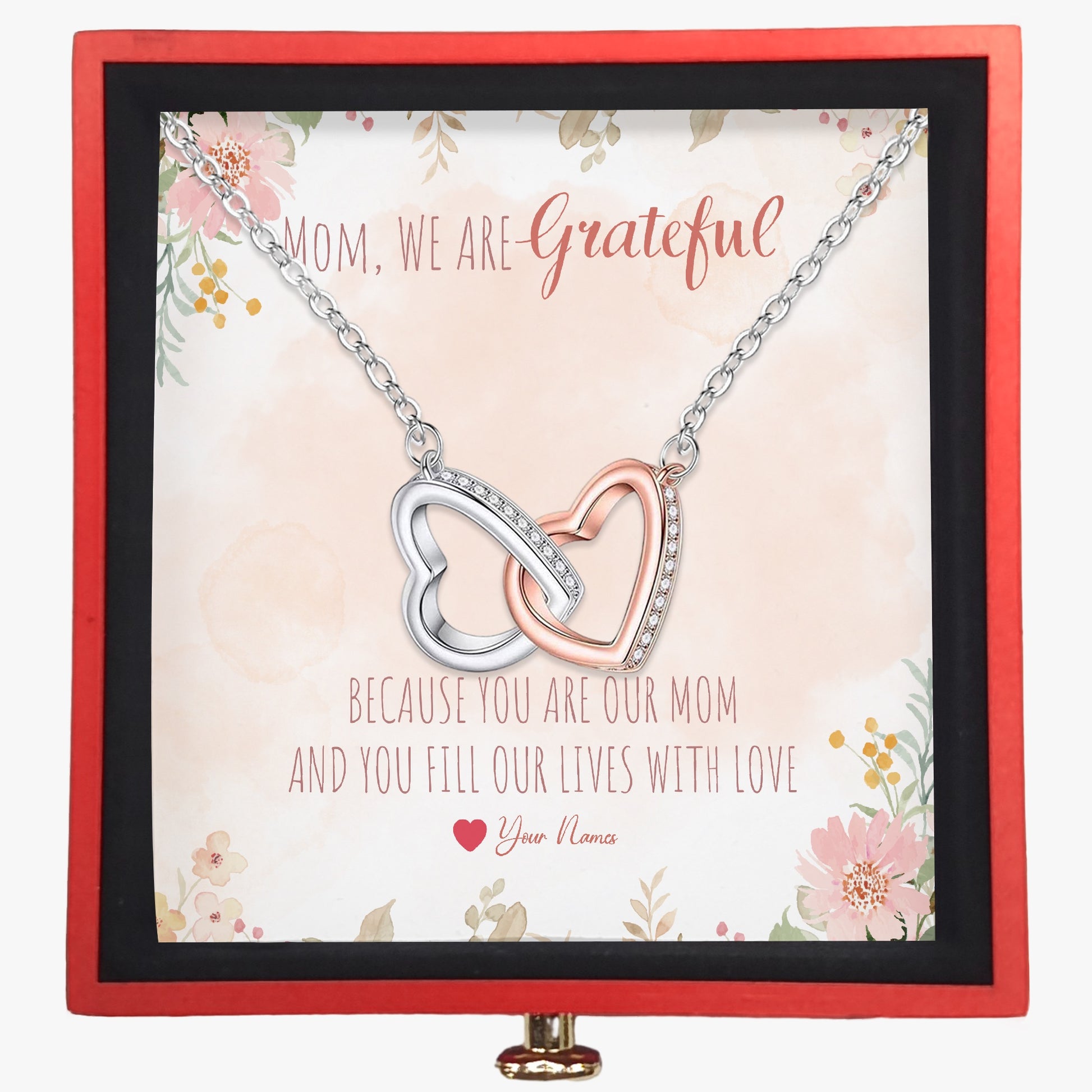 Connected Hearts Necklace With Mother's Gift Card - furevermama