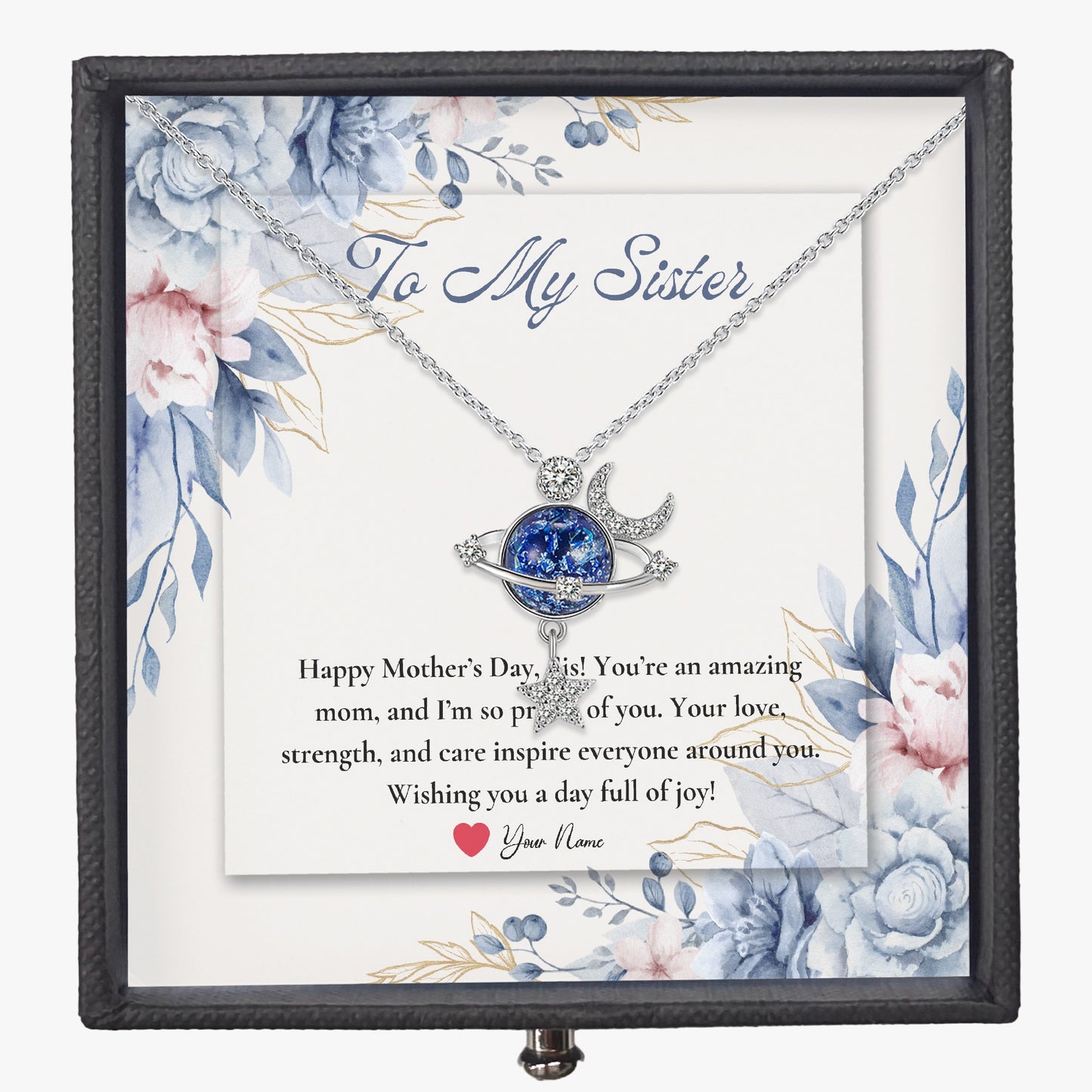 Moon and Star Necklace with Gift Box - For Sister - furevermama