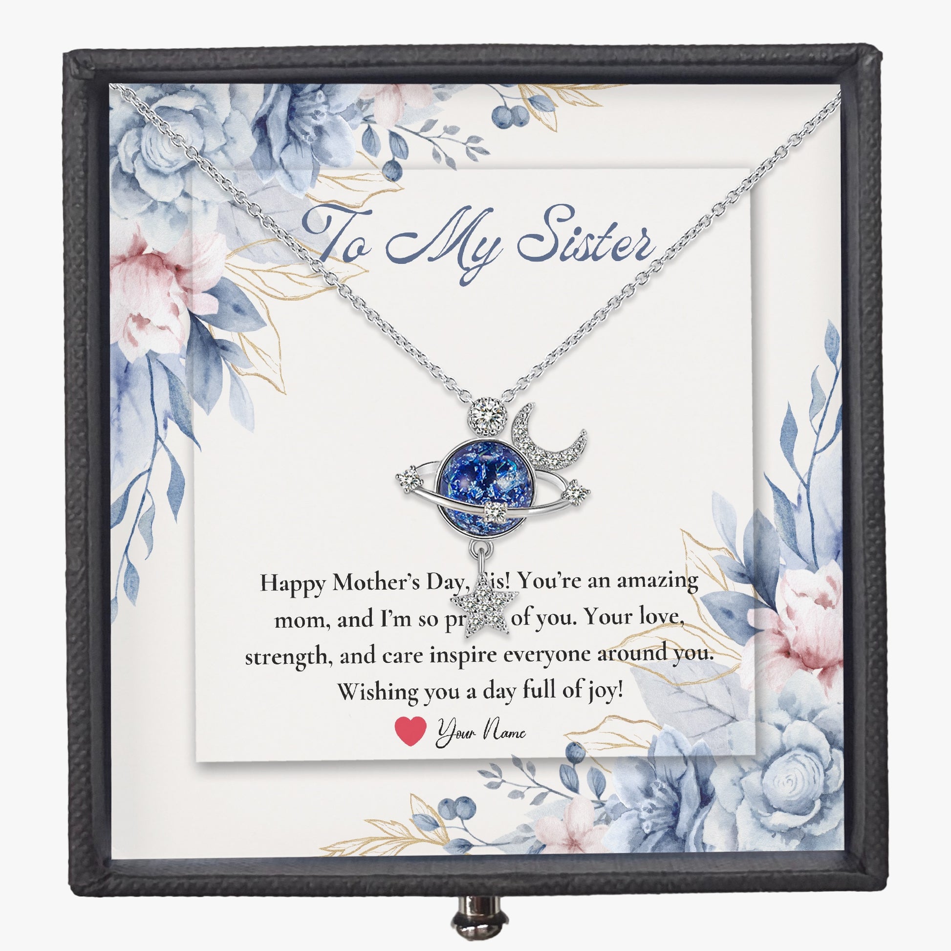 Moon and Star Necklace with Gift Box - For Sister - furevermama