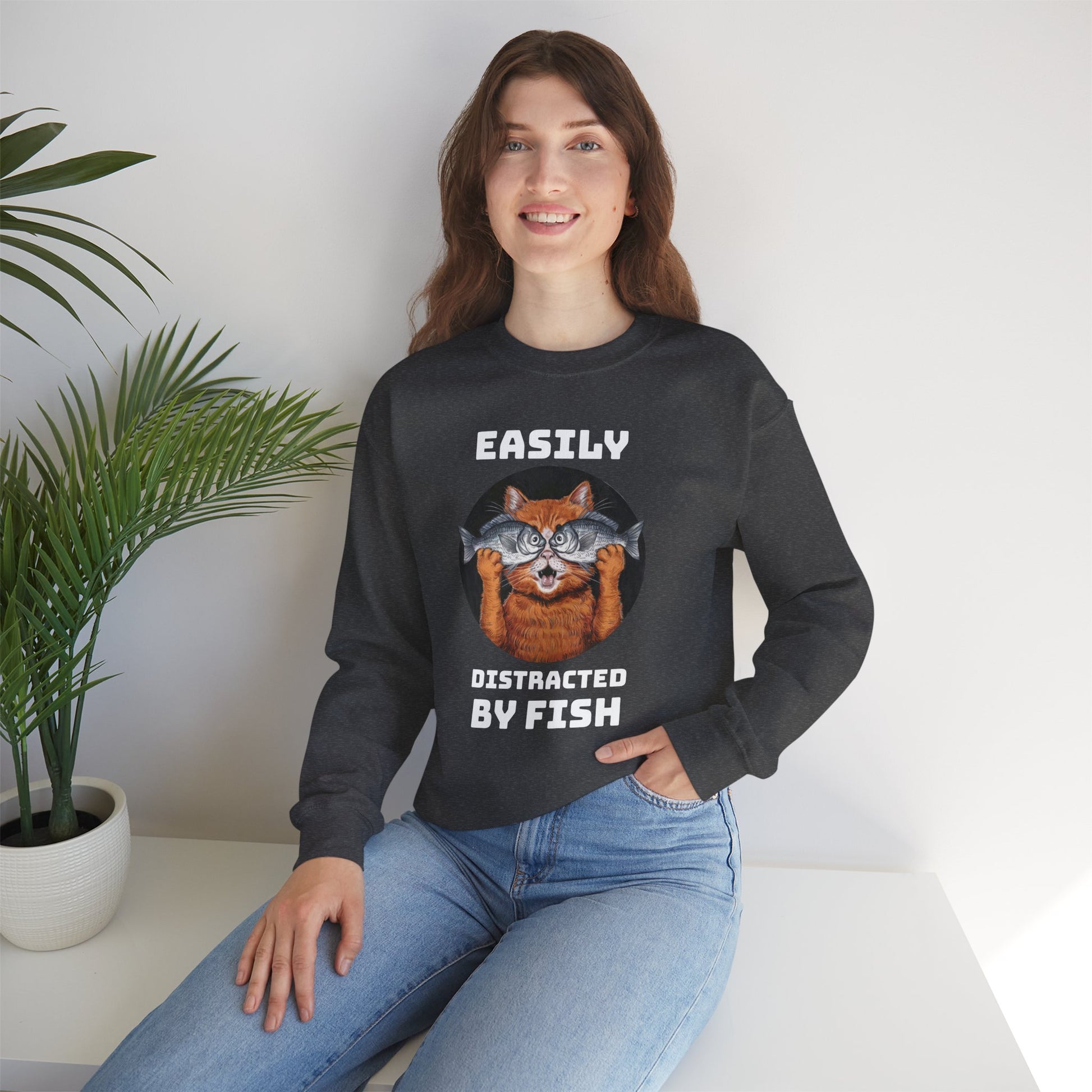 Easily Distracted by Fish, Cat Sweatshirt - furevermama