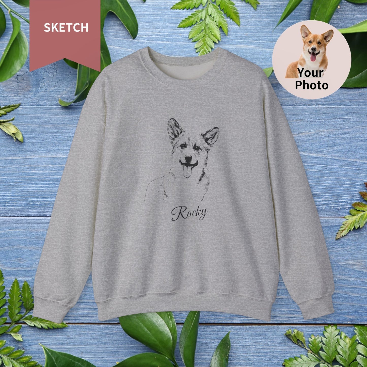 Custom Pet Sketch Crewneck Sweatshirt - furevermama
