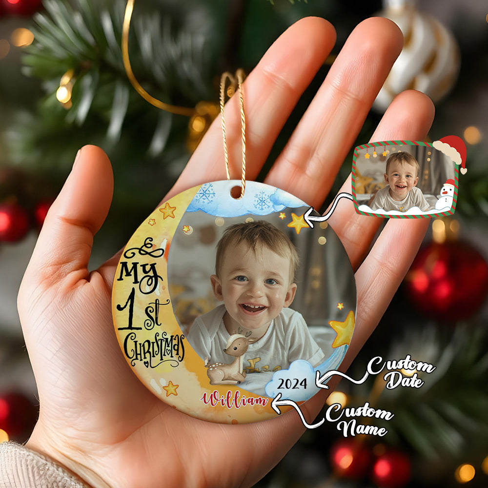 Baby's First Christmas Ornament - Personalised Photo Gift for Baby - furevermama