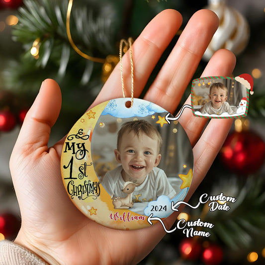Baby's First Christmas Ornament - Personalised Photo Gift for Baby - furevermama