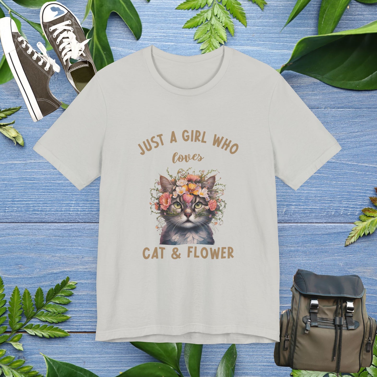 Just A Girl Loves Cat and Flower T-Shirt - furevermama