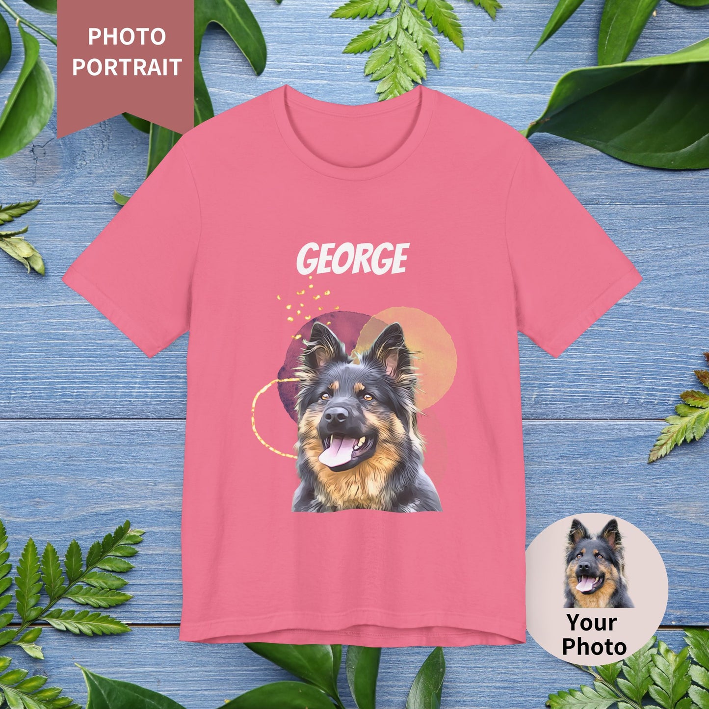 Custom Pet Portrait T-Shirt, Watercolor Background - furevermama