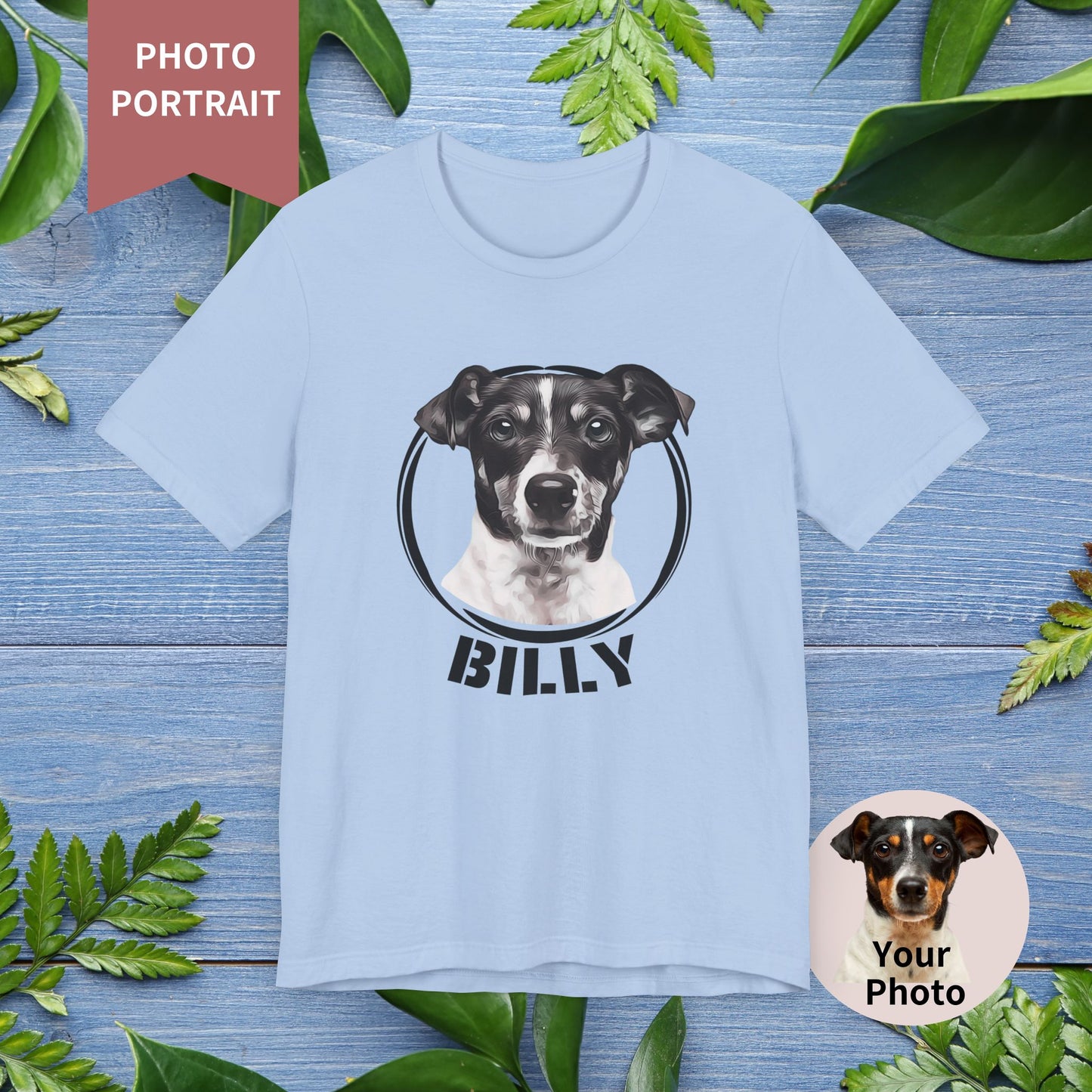 Custom Pet Portrait T-Shirt, Black and White - furevermama