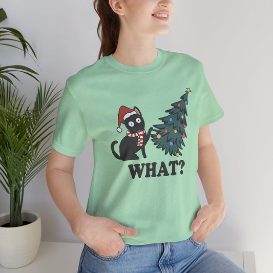 Christmas Tree & Cat Unisex Short Sleeve T-Shirt - furevermama