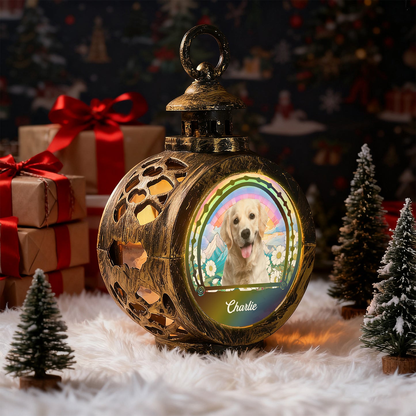 Custom Pet Photo & Background Christmas Ornament – Perfect Gift for Pet Lovers