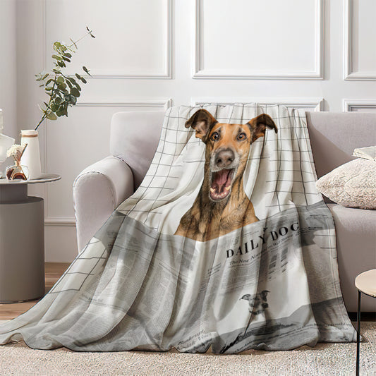 Funny Dog Reading Newspaper Blanket - Personalized Pet Portrait Blanket - Gift For Pet Lover - furevermama