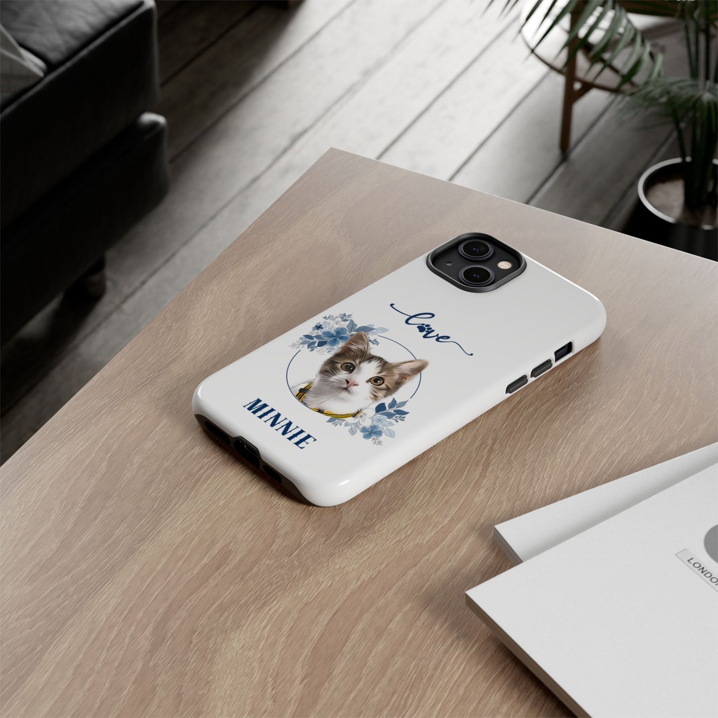 Custom Pet Portrait In Flower Circle Phone Case - furevermama