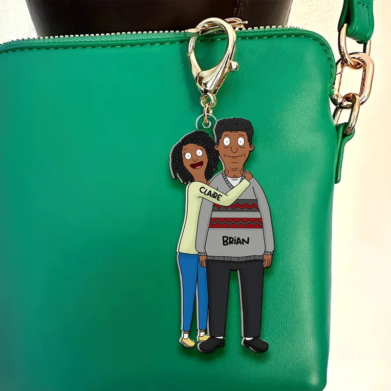 Personalized Funny Cartoon Couple Keychain - furevermama