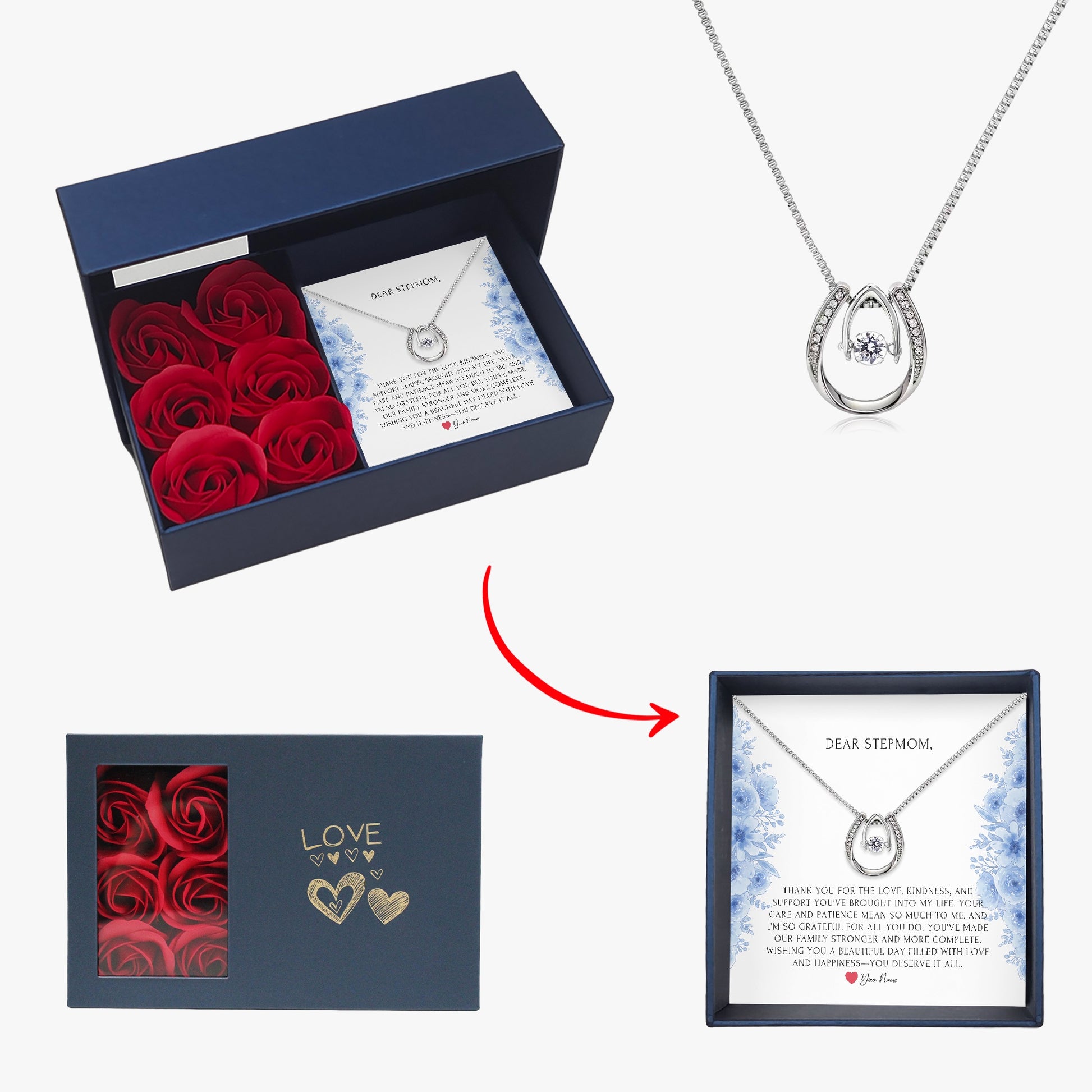 Horseshoe Necklace with Gift Box - To Step Mother - furevermama