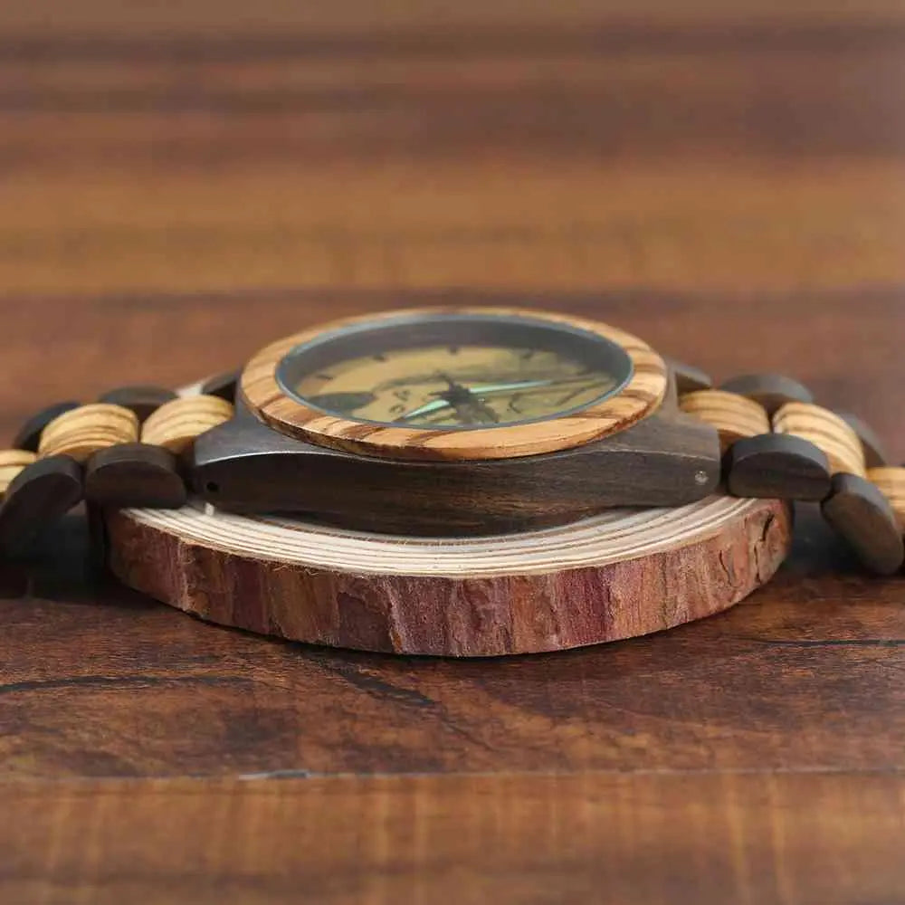Custom Sketch Engraved Wooden Men's Watch (Strap Not Adjustable)