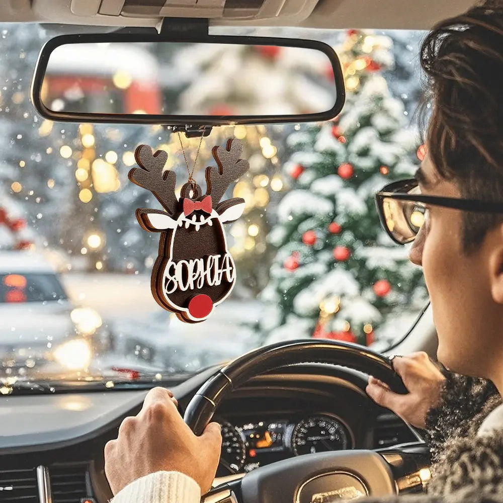 Personalized Name Reindeer Wooden Ornament