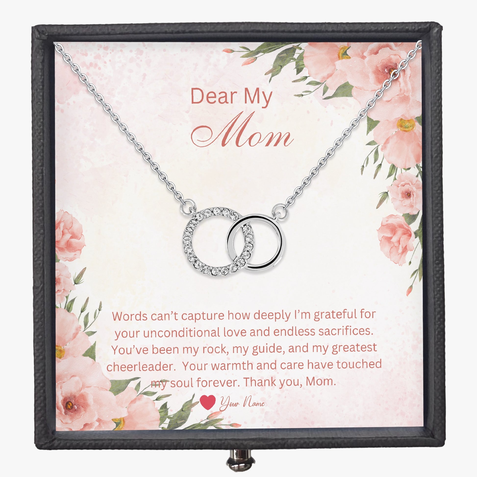 Interlocking Necklace For Mom - Custom Name On Message Card - furevermama