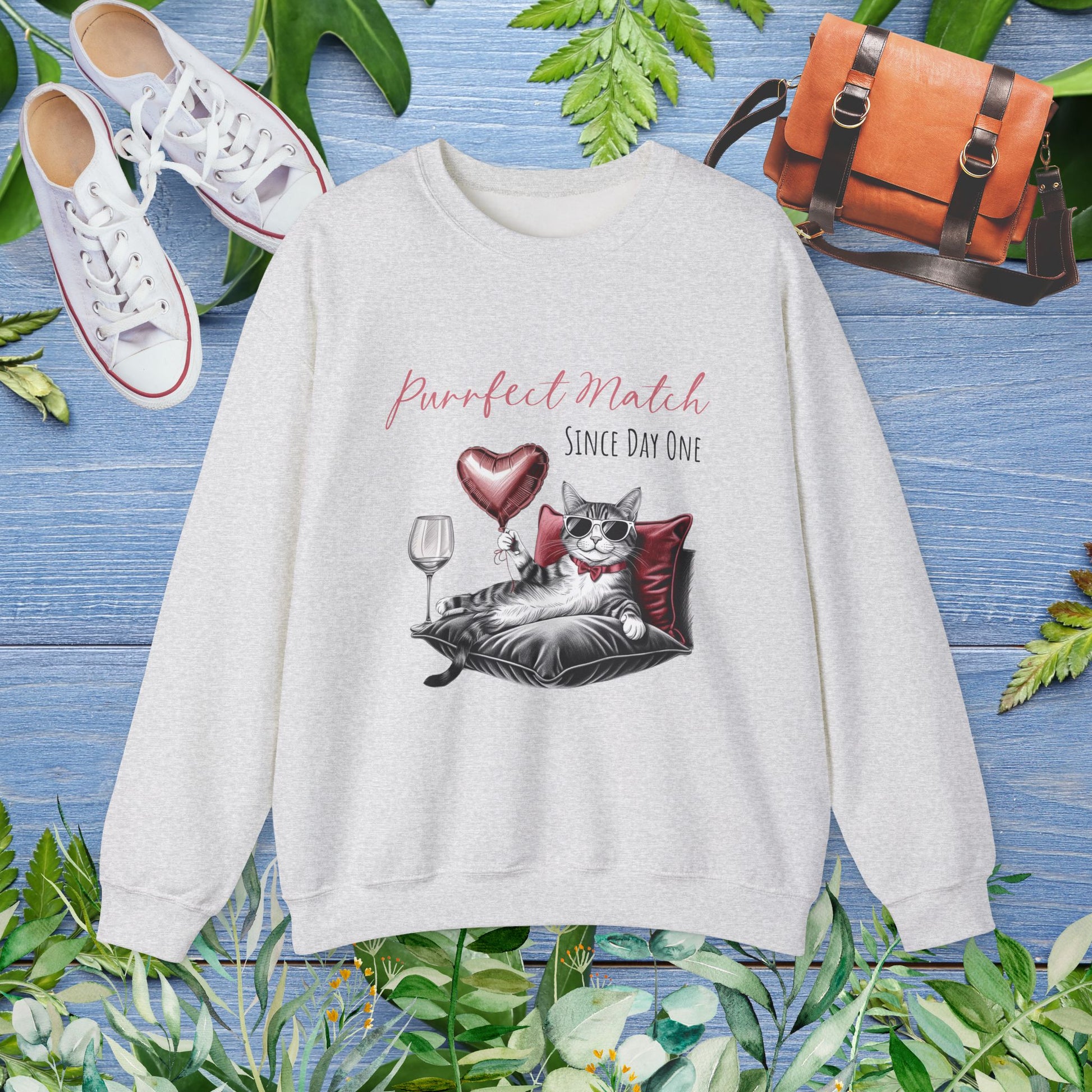 Cat Lover Crewneck Sweatshirt - Purrfect Match Since Day One - furevermama