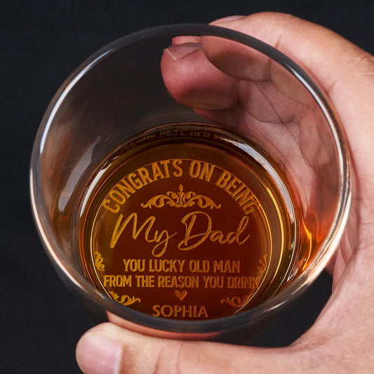 Congrats On Being My Dad From The Reason You Drink - Personalized Engraved Whiskey Glass - furevermama