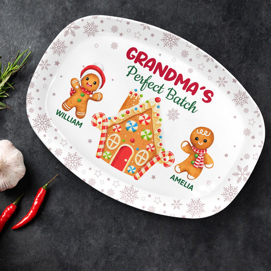 Grandma's Perfect Batch - Christmas, Loving Gift For Mom, Grandma, Grandparents, Family - Personalized Plate - furevermama