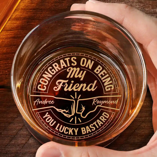 Congrats You Lucky Man - Personalized Engraved Whiskey Glass