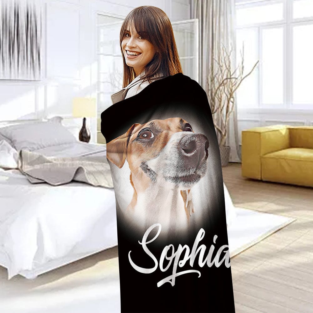 Personalized Name Dog Pet Human Portrait Blanket - furevermama