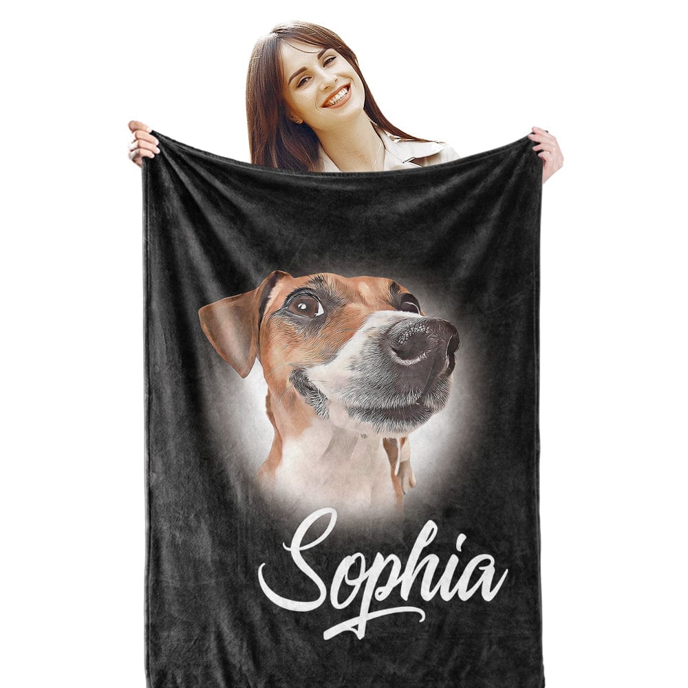 Personalized Name Dog Pet Human Portrait Blanket - furevermama