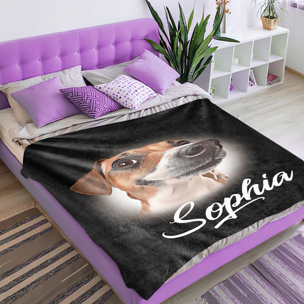 Personalized Name Dog Pet Human Portrait Blanket - furevermama