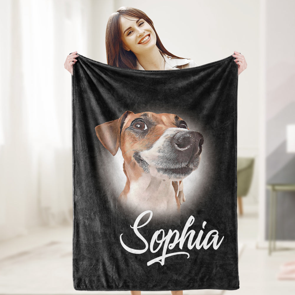 Personalized Name Dog Pet Human Portrait Blanket - furevermama