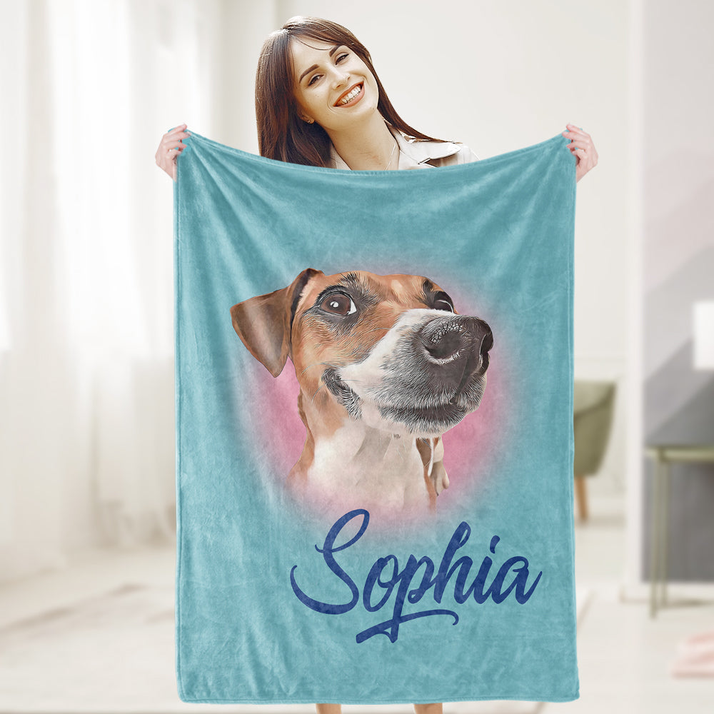 Personalized Name Dog Pet Human Portrait Blanket - furevermama