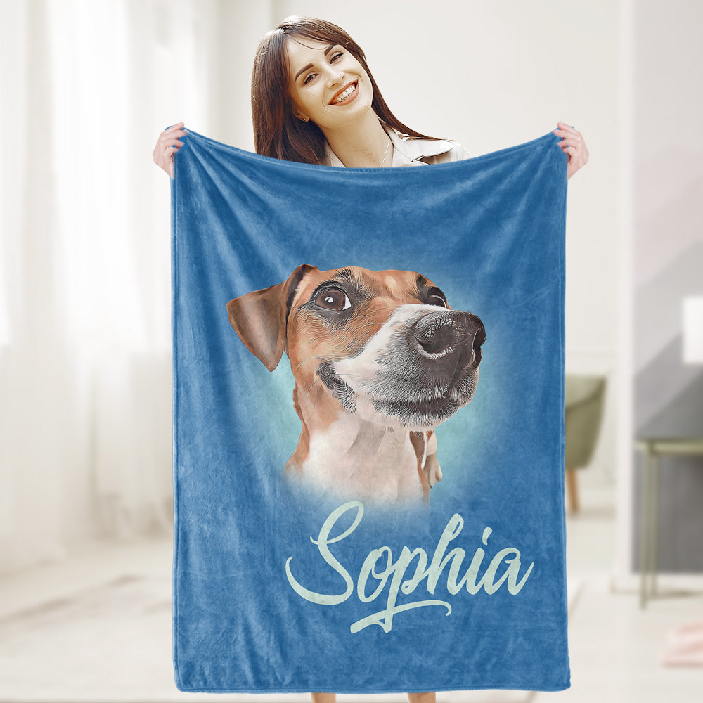 Personalized Name Dog Pet Human Portrait Blanket - furevermama
