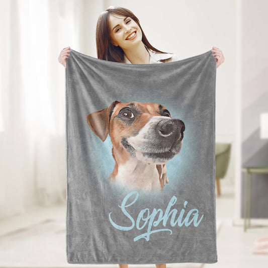 Personalized Name Dog Pet Human Portrait Blanket - furevermama
