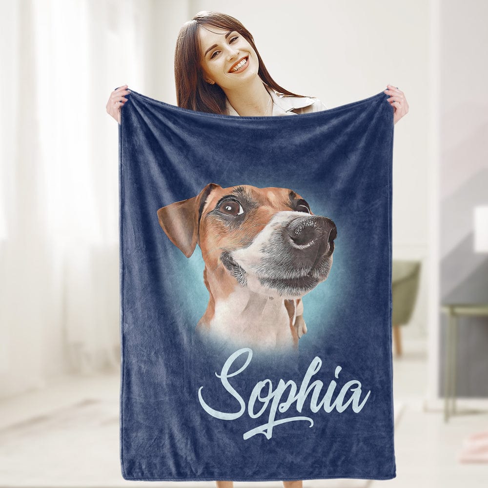Personalized Name Dog Pet Human Portrait Blanket - furevermama